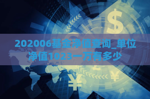 202006基金净值查询_单位净值1023一万有多少