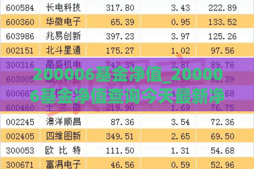 200006基金净值_200006基金净值查询今天最新净值