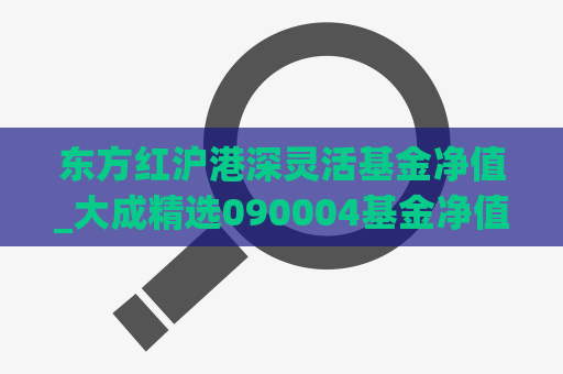 东方红沪港深灵活基金净值_大成精选090004基金净值  第1张