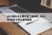 2023粮价马上要大涨了真的吗_2023年9月份小麦大涨可能性