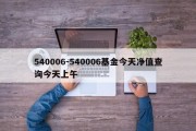 540006-540006基金今天净值查询今天上午