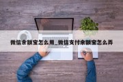 微信余额宝怎么用_微信支付余额宝怎么弄