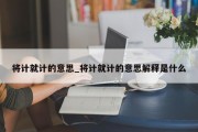 将计就计的意思_将计就计的意思解释是什么