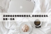 高端制造业有哪些股票龙头_高端制造业龙头股票一览表