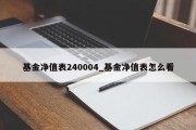 基金净值表240004_基金净值表怎么看