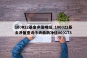 100022基金净值明细_100022基金净值查询今天最新净值000173