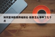 如何查询股票跌幅排名-股票怎么看跌了几个点