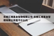 农银汇理基金管理有限公司-农银汇理基金管理有限公司是干什么的