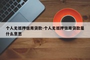 个人无抵押信用贷款-个人无抵押信用贷款是什么意思