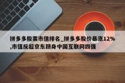 拼多多股票市值排名_拼多多股价暴涨12%,市值反超京东跻身中国互联网四强