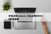 中信证券600030-中信证券600030股票指数