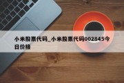 小米股票代码_小米股票代码002845今日价格