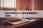 基金净值表519021-基金净值表现是什么意思