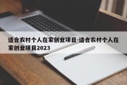 适合农村个人在家创业项目-适合农村个人在家创业项目2023