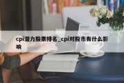 cpi潜力股票排名_cpi对股市有什么影响