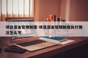 项目资金管理制度-项目资金管理制度执行情况怎么写